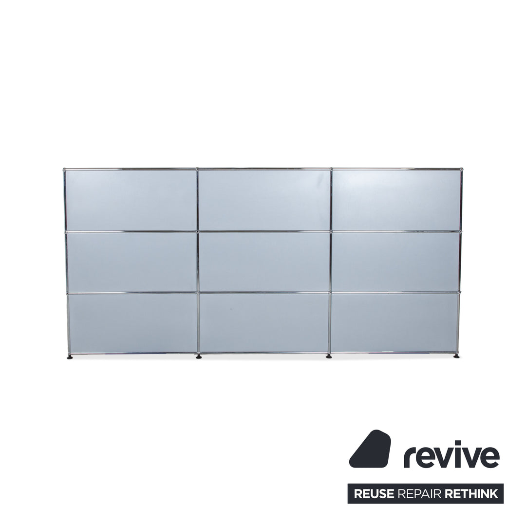 USM Haller Metall Sideboard Silber Grau Lichtgrau Klapptüren 9 Elemente à 75 x 35 cm