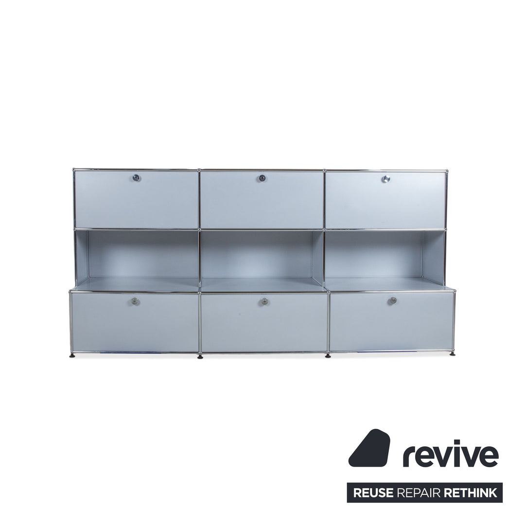 USM Haller Metall Sideboard Silber Grau Lichtgrau Klapptüren 9 Elemente à 75 x 35 cm