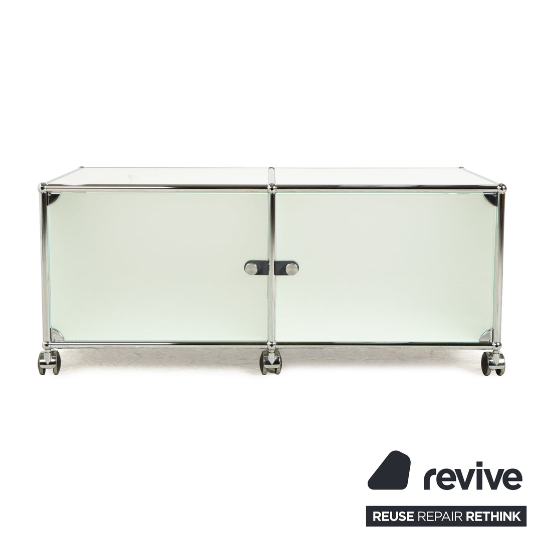 USM Haller Metal Sideboard Silver Castors Glass Lowboard