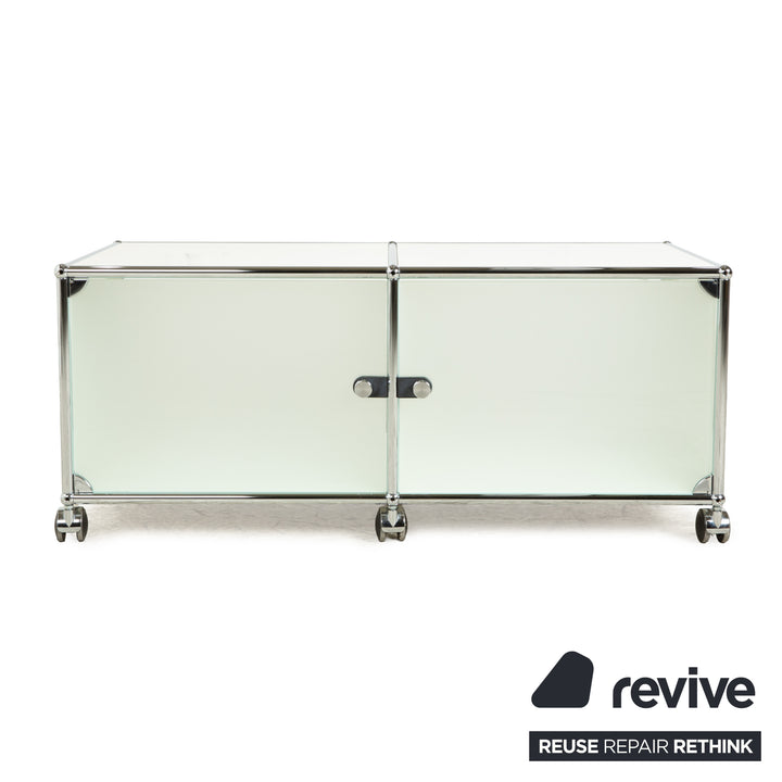 USM Haller Metal Sideboard Silver Castors Glass Lowboard