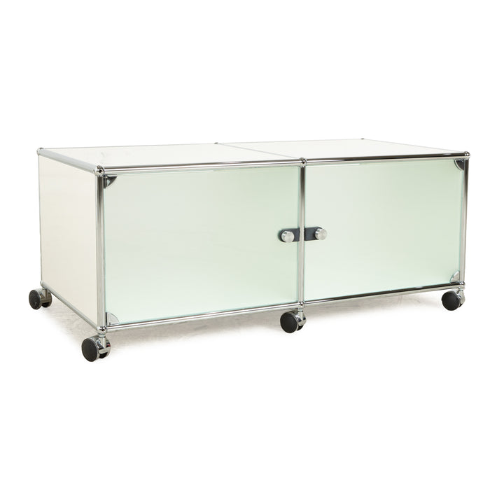 USM Haller Metal Sideboard Silver Castors Glass Lowboard