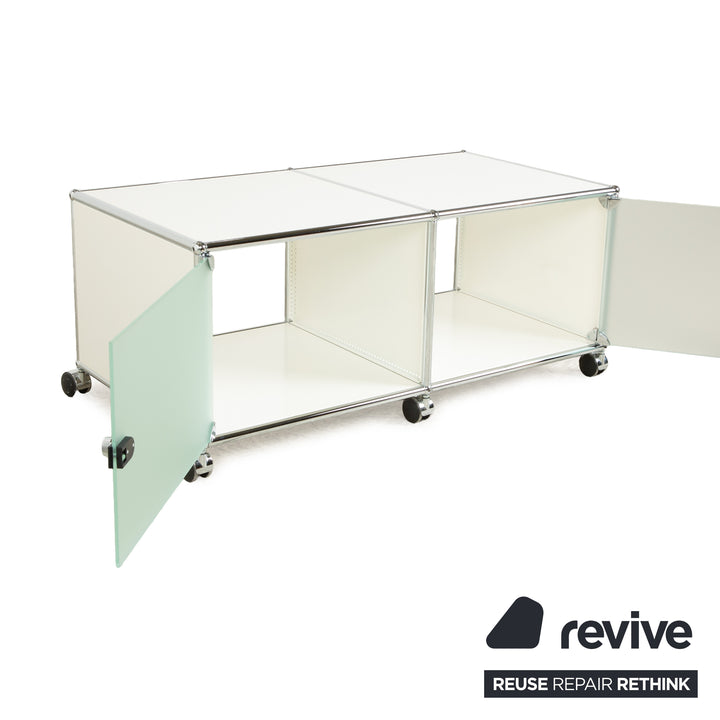 USM Haller Metal Sideboard Silver Castors Glass Lowboard