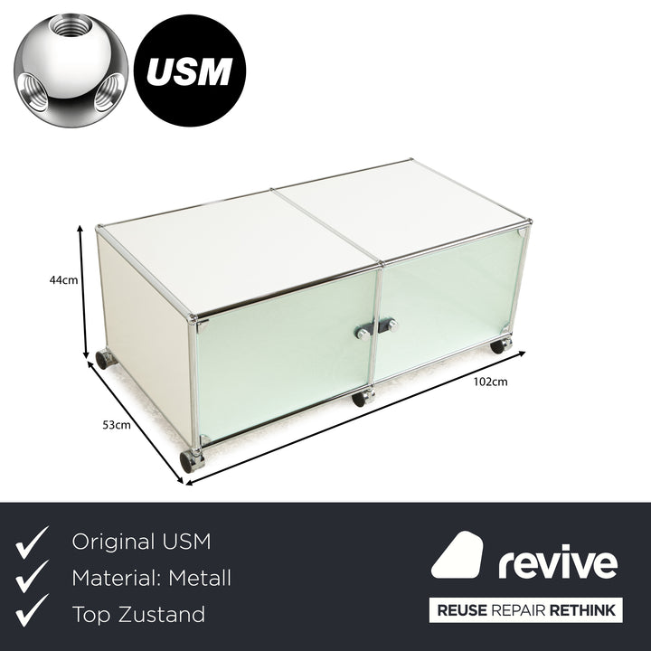 USM Haller Metal Sideboard Silver Castors Glass Lowboard