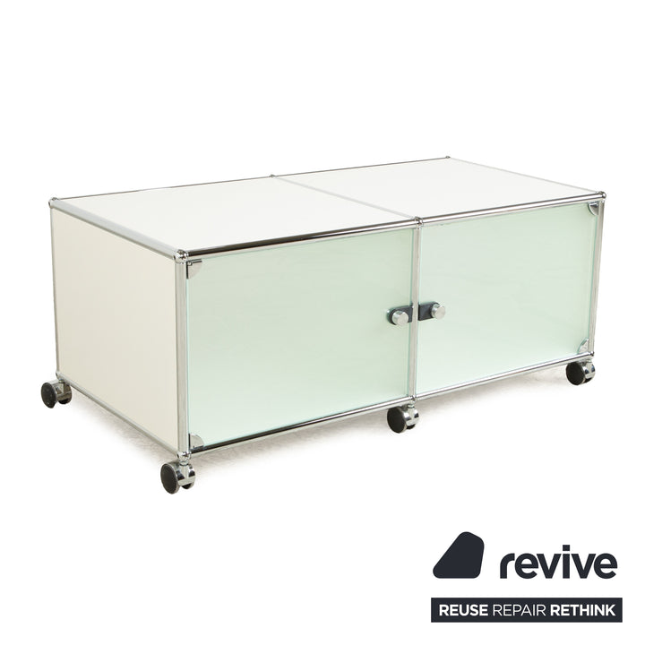 USM Haller Metal Sideboard Silver Castors Glass Lowboard