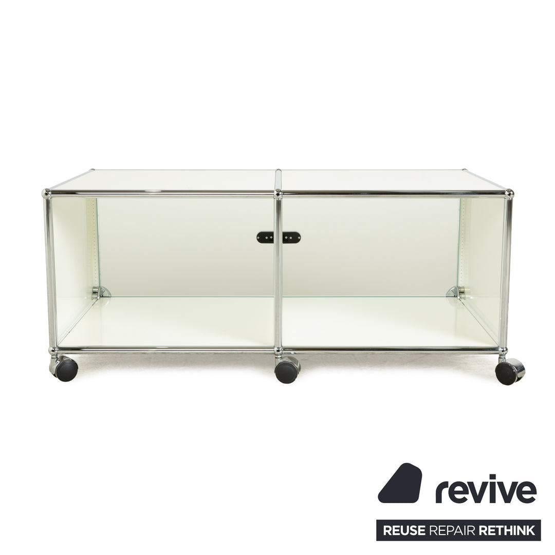 USM Haller Metal Sideboard Silver Castors Glass Lowboard