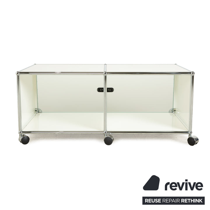 USM Haller Metal Sideboard Silver Castors Glass Lowboard