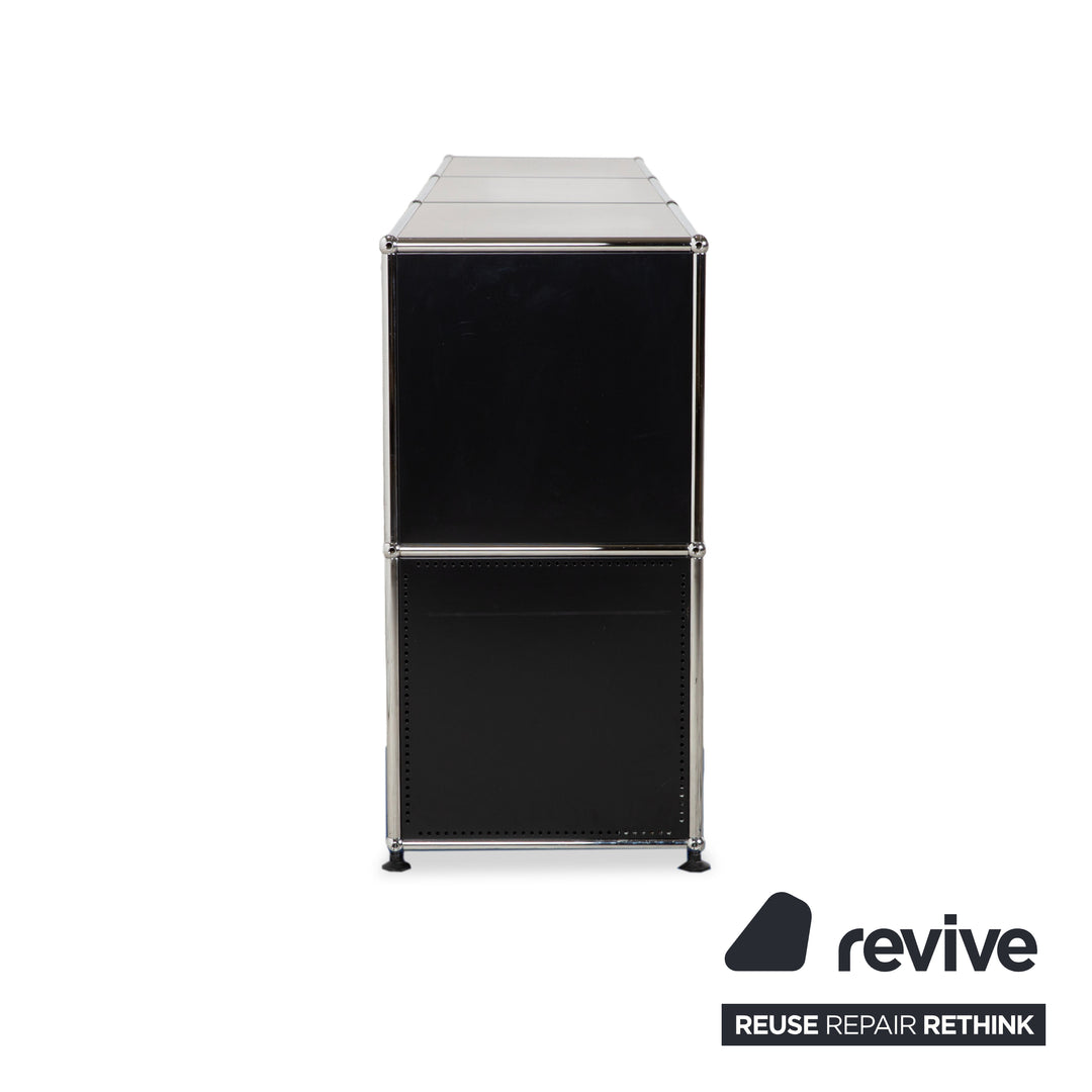 Buffet USM Haller en métal noir anthracite 3 x 2 avec portes à charnières