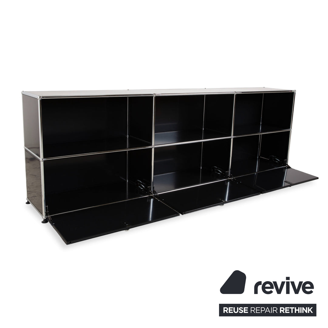Buffet USM Haller en métal noir anthracite 3 x 2 avec portes à charnières