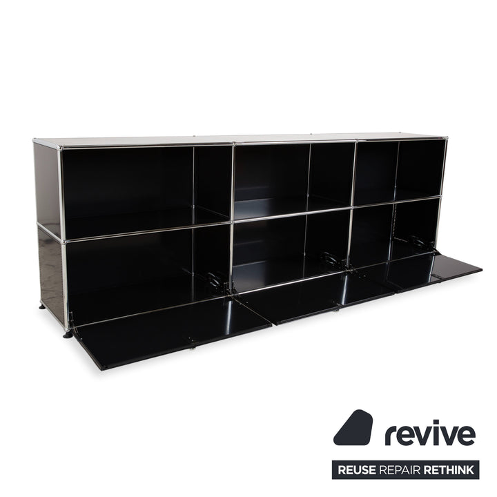 Buffet USM Haller en métal noir anthracite 3 x 2 avec portes à charnières
