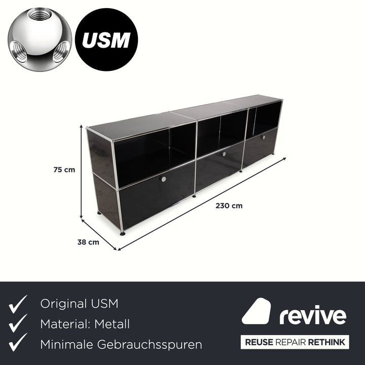 Buffet USM Haller en métal noir anthracite 3 x 2 avec portes à charnières