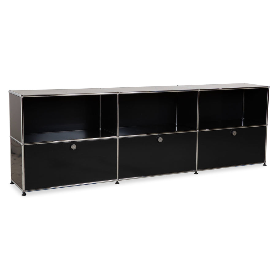Buffet USM Haller en métal noir anthracite 3 x 2 avec portes à charnières