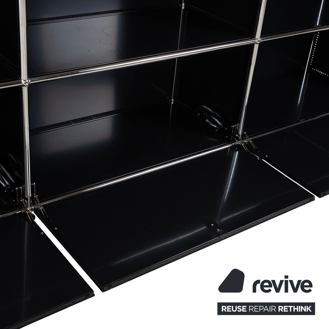 Buffet USM Haller en métal noir anthracite 3 x 2 avec portes à charnières