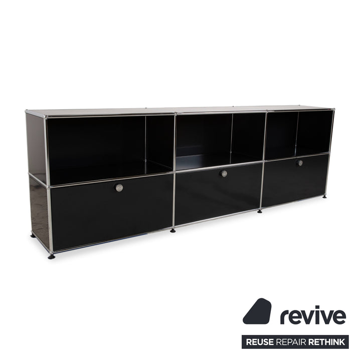 Buffet USM Haller en métal noir anthracite 3 x 2 avec portes à charnières