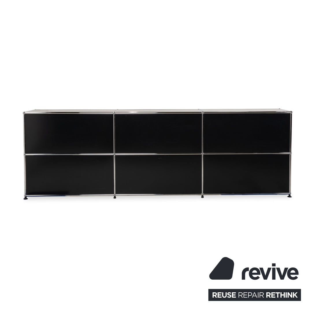 Buffet USM Haller en métal noir anthracite 3 x 2 avec portes à charnières