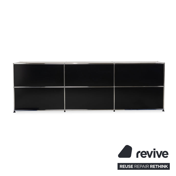 Buffet USM Haller en métal noir anthracite 3 x 2 avec portes à charnières