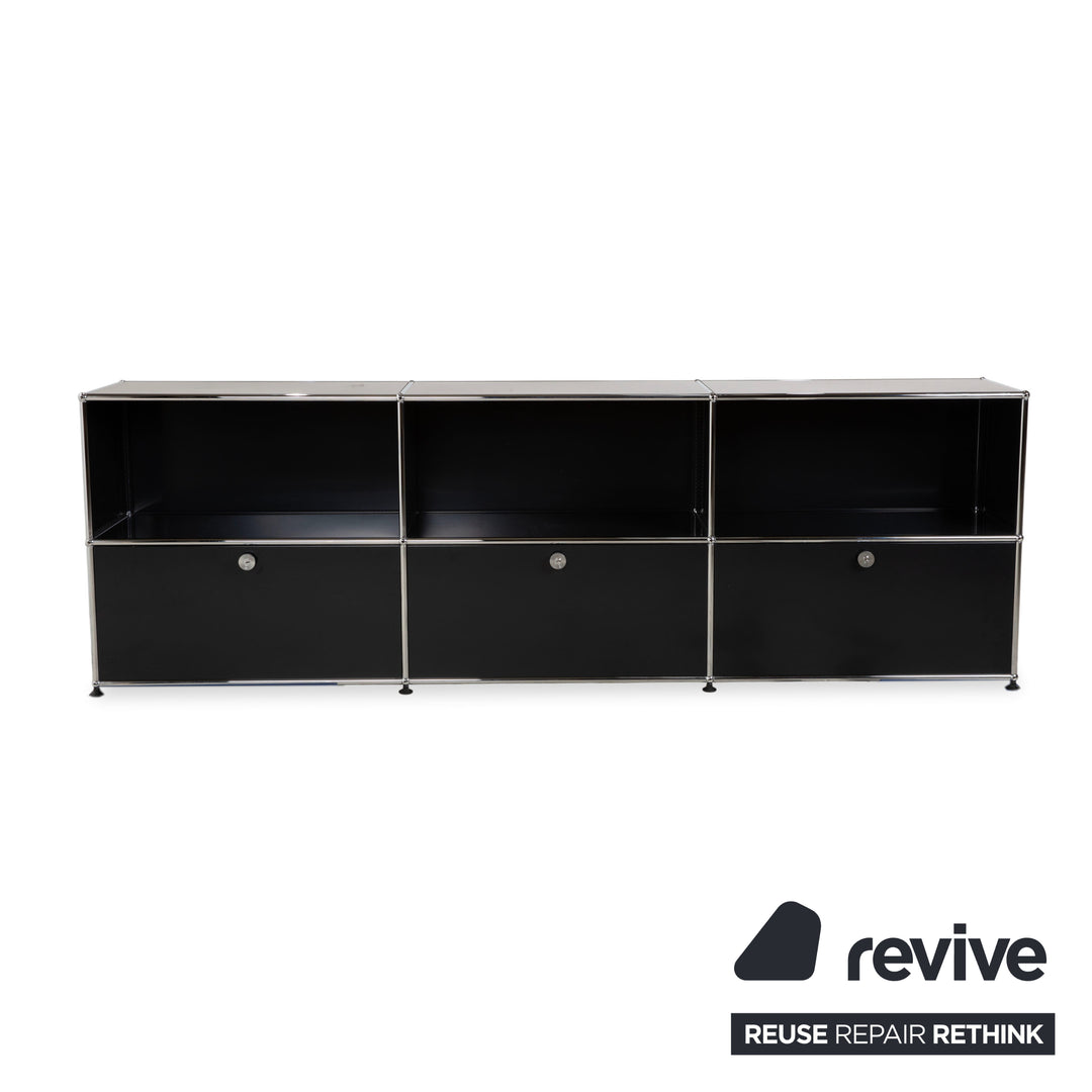 Buffet USM Haller en métal noir anthracite 3 x 2 avec portes à charnières