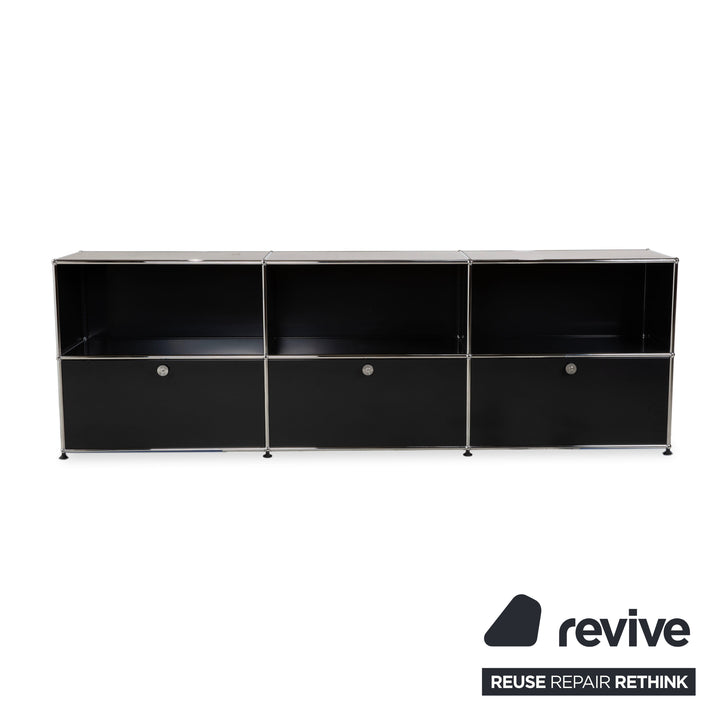 Buffet USM Haller en métal noir anthracite 3 x 2 avec portes à charnières
