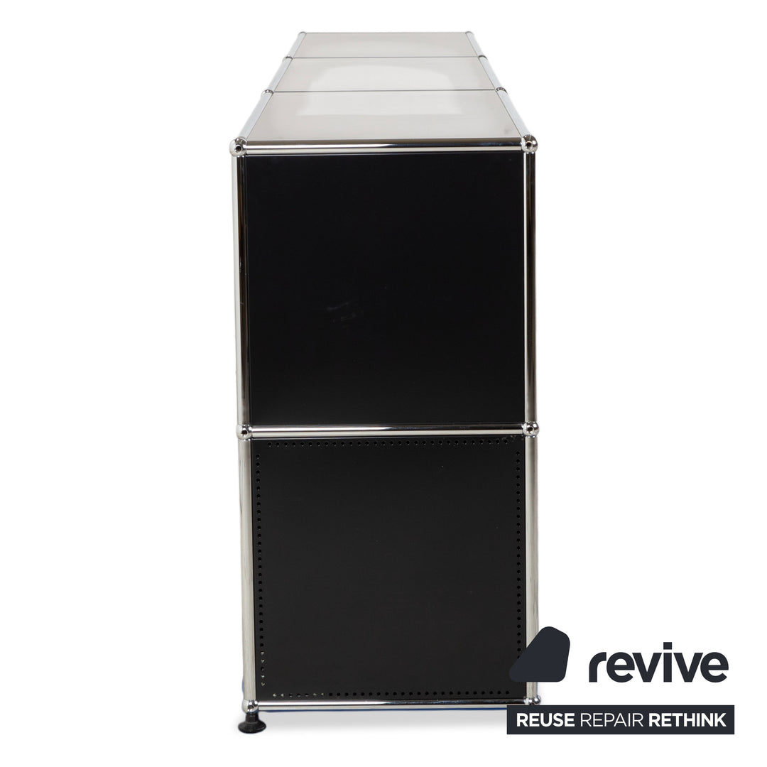 Buffet USM Haller en métal noir anthracite 3 x 2 avec portes à charnières
