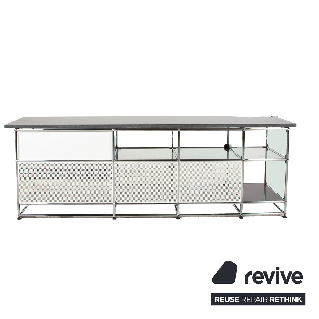 USM Haller Sideboard Schwarz mit selbstgefertigter Granitplatte