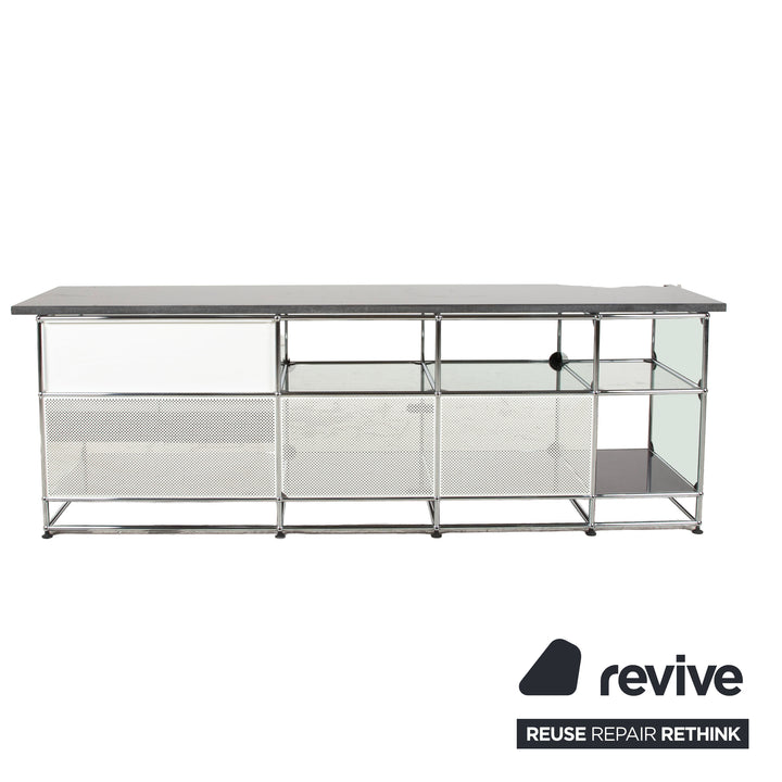 USM Haller Sideboard Schwarz mit selbstgefertigter Granitplatte