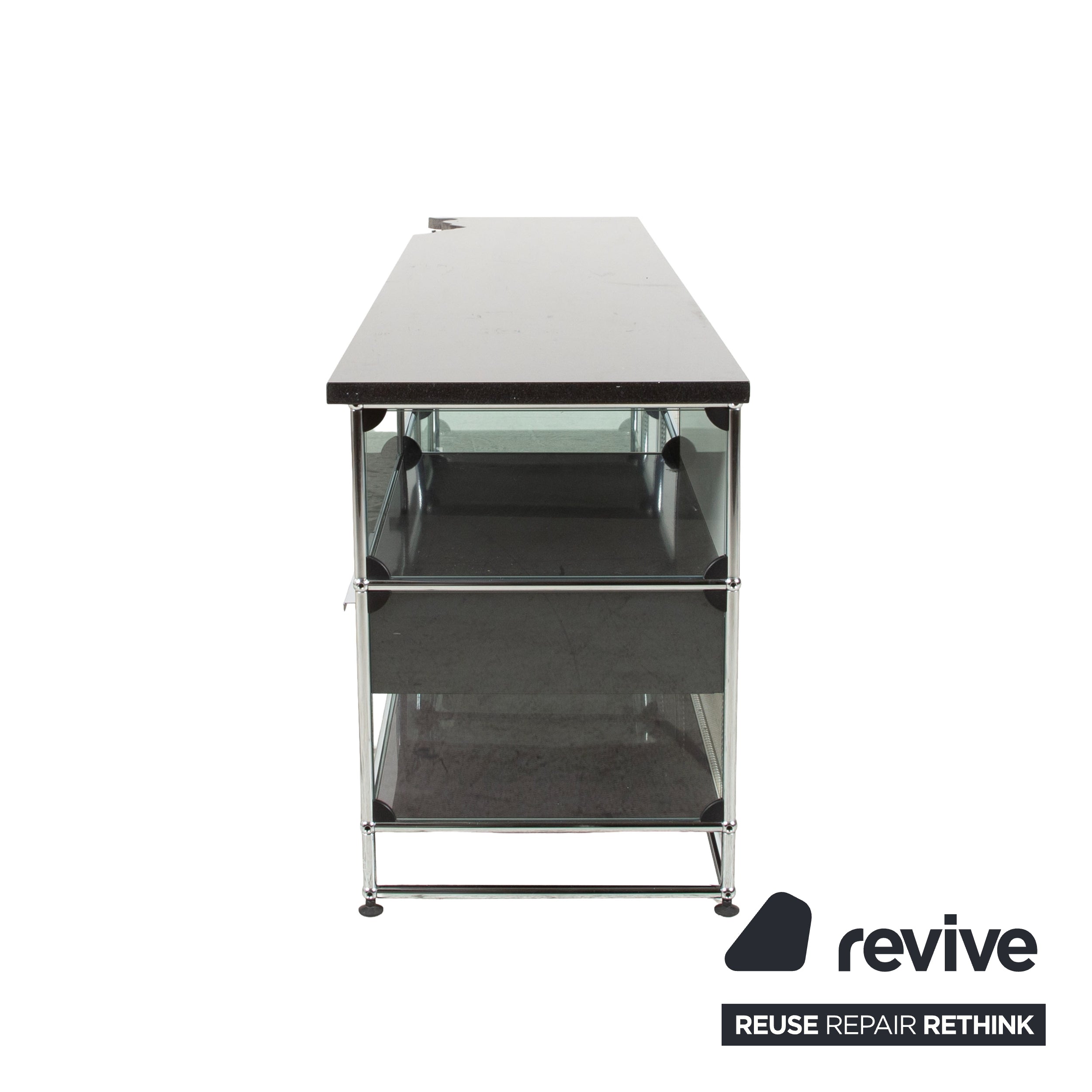 USM Haller Sideboard Schwarz mit selbstgefertigter Granitplatte