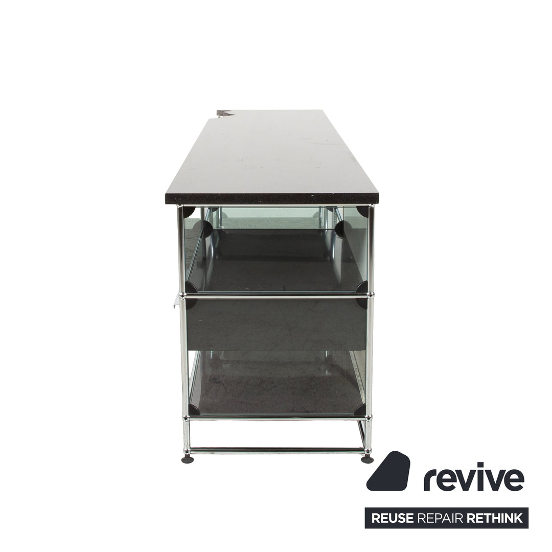USM Haller Sideboard Schwarz mit selbstgefertigter Granitplatte