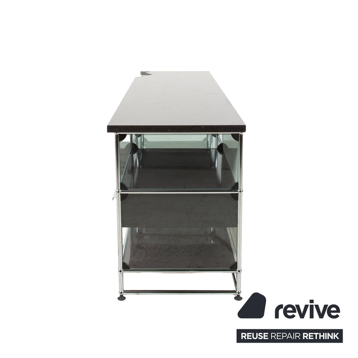 USM Haller Sideboard Schwarz mit selbstgefertigter Granitplatte
