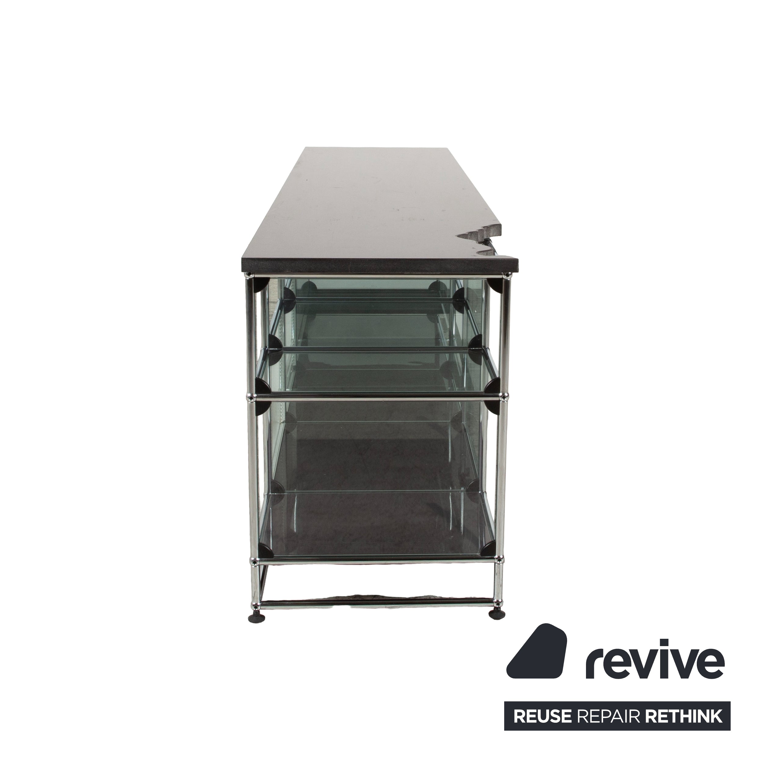 USM Haller Sideboard Schwarz mit selbstgefertigter Granitplatte