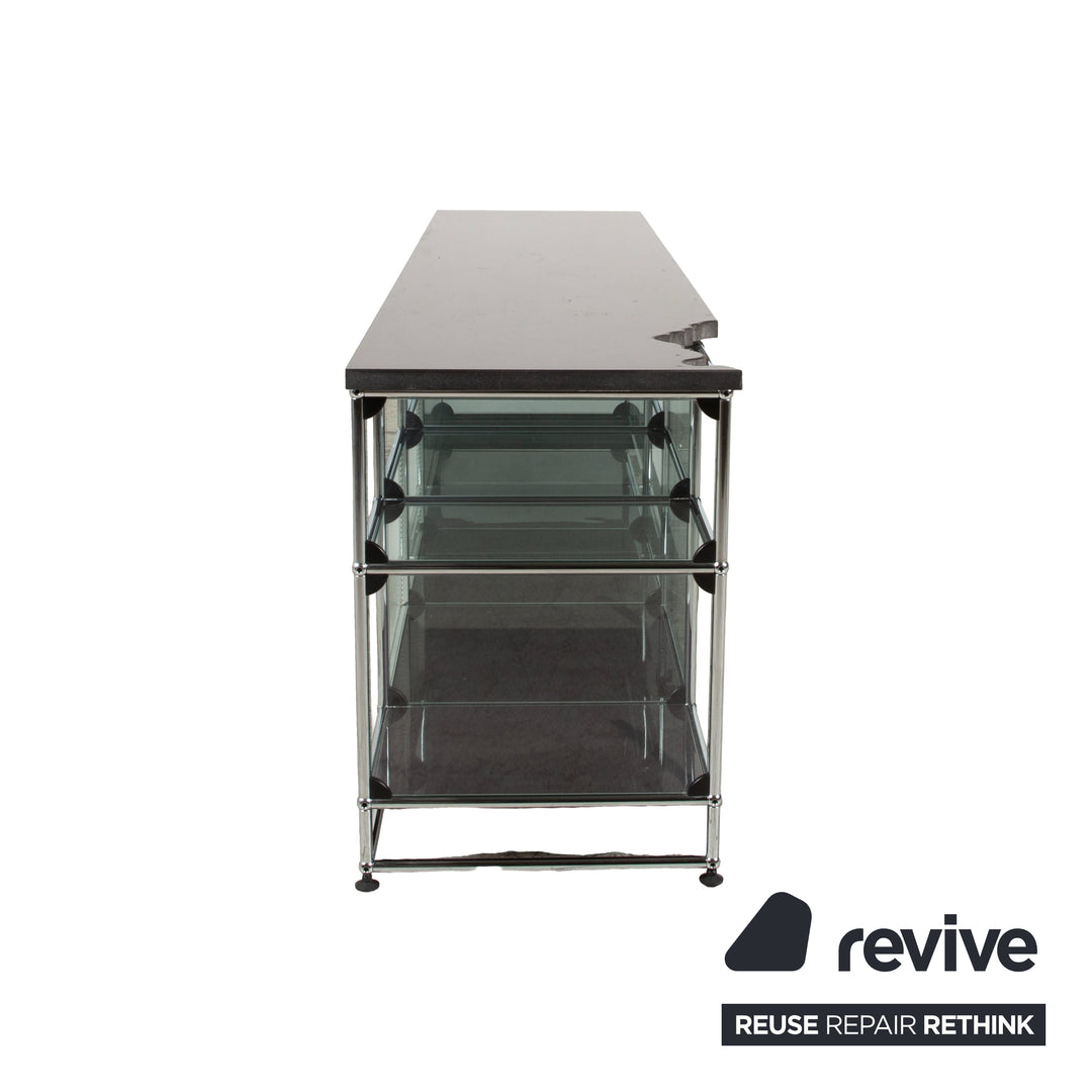 USM Haller Sideboard Schwarz mit selbstgefertigter Granitplatte