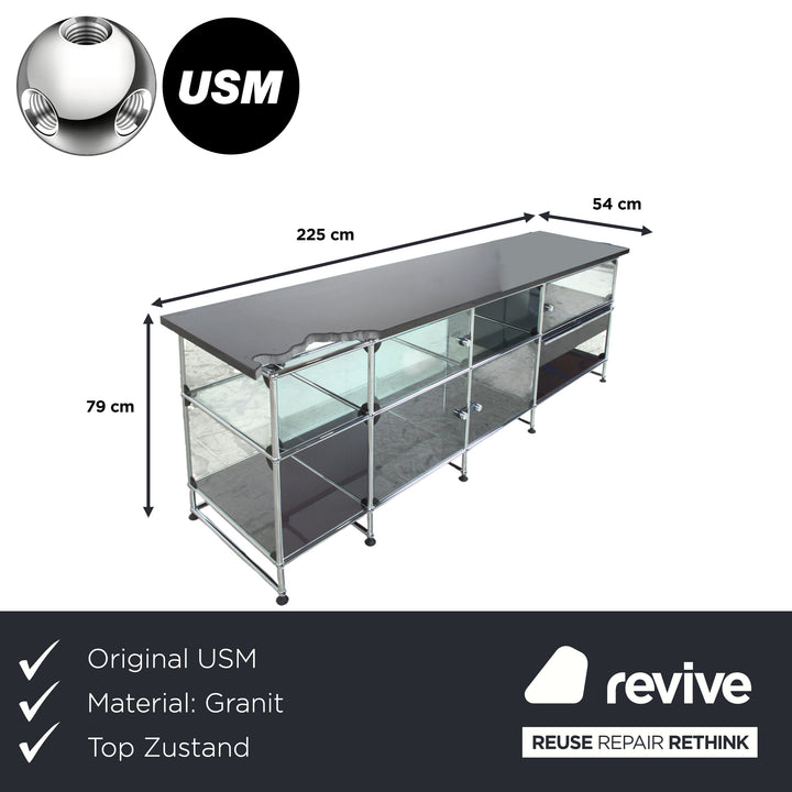 USM Haller Sideboard Schwarz mit selbstgefertigter Granitplatte