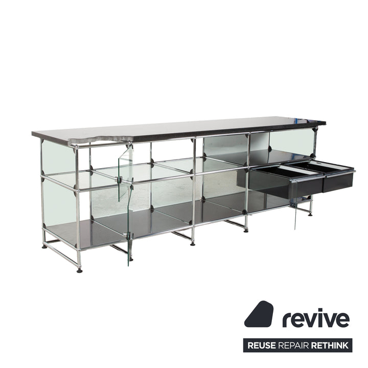 USM Haller Sideboard Schwarz mit selbstgefertigter Granitplatte