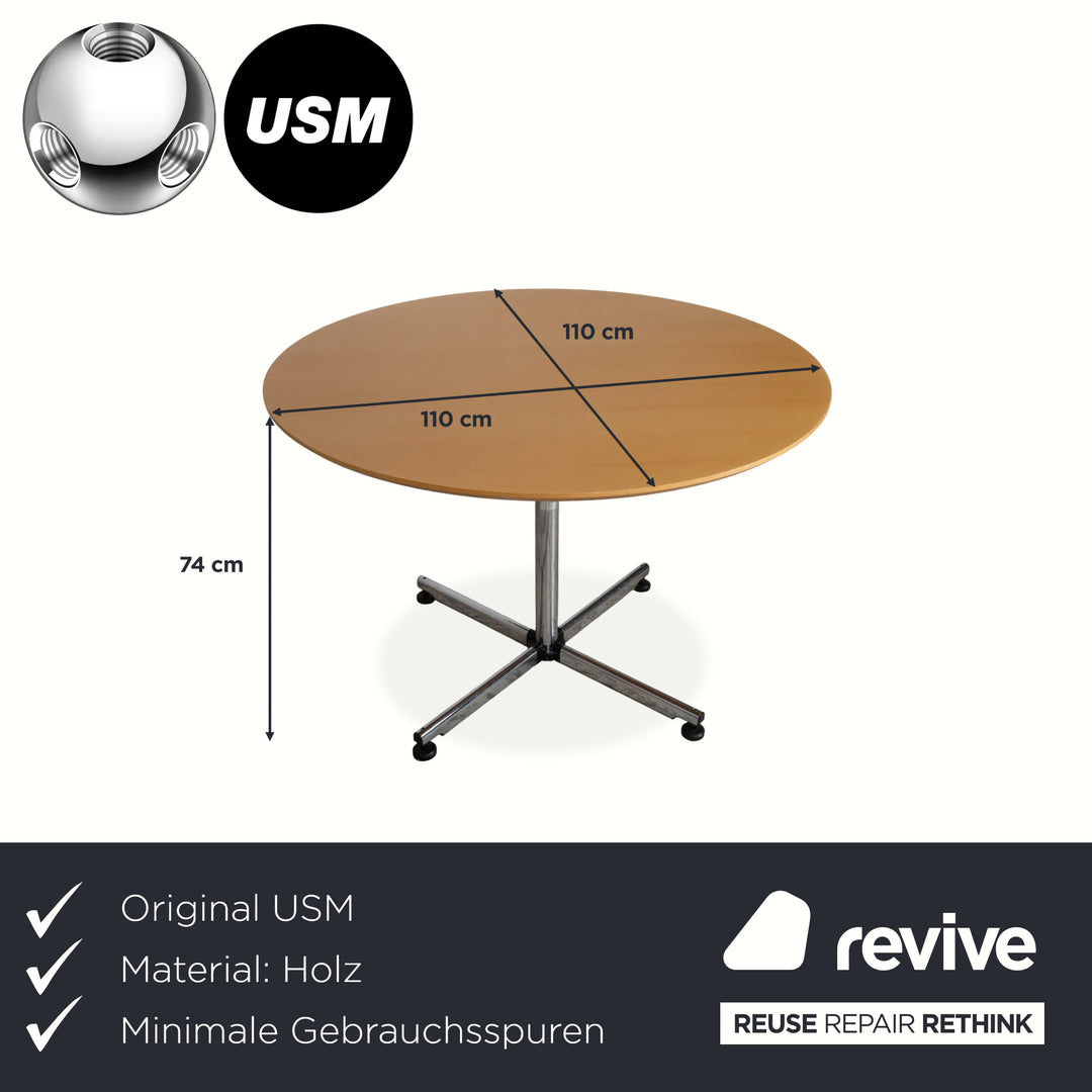 Table de salle à manger en bois USM Kitos, finition chrome marron