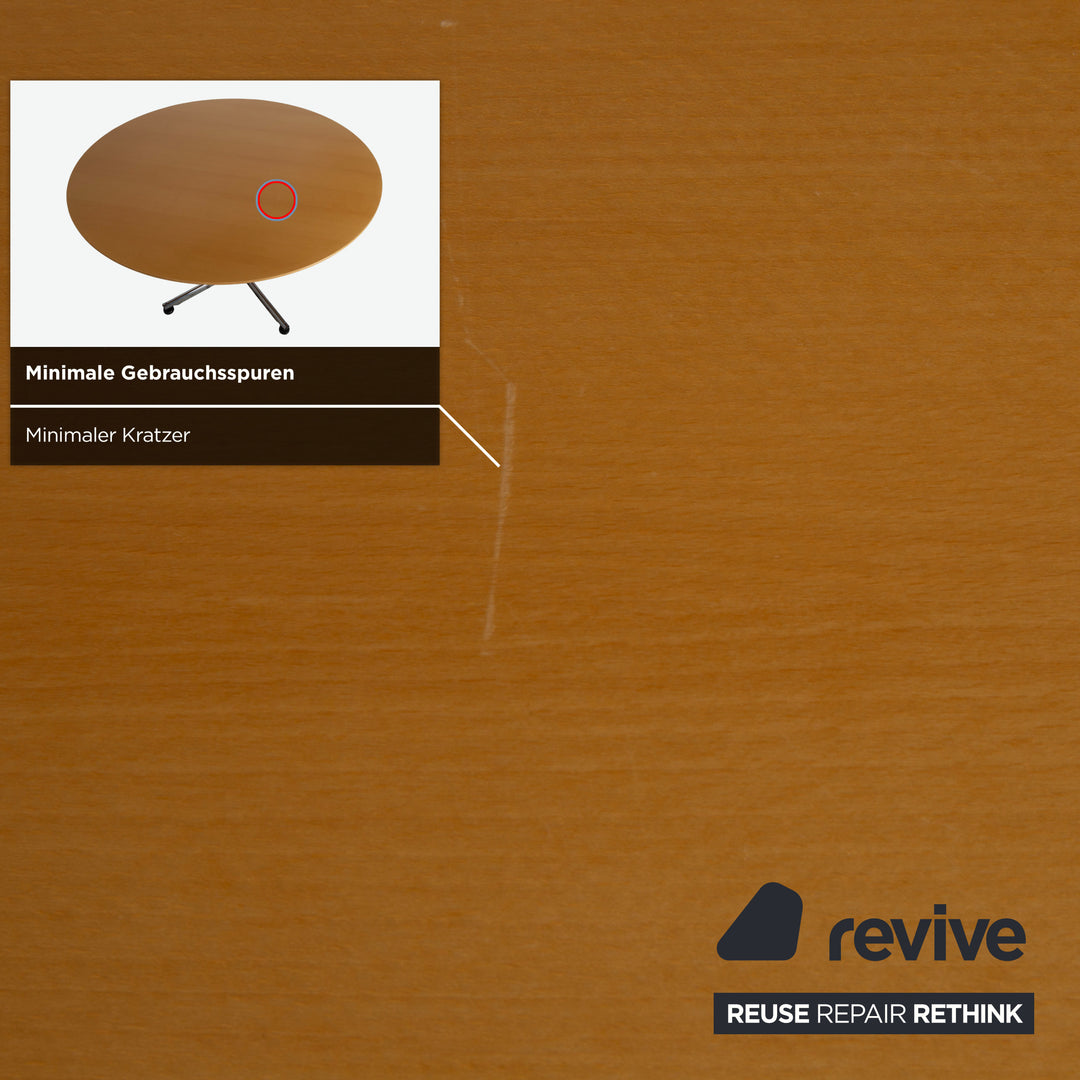Table de salle à manger en bois USM Kitos, finition chrome marron