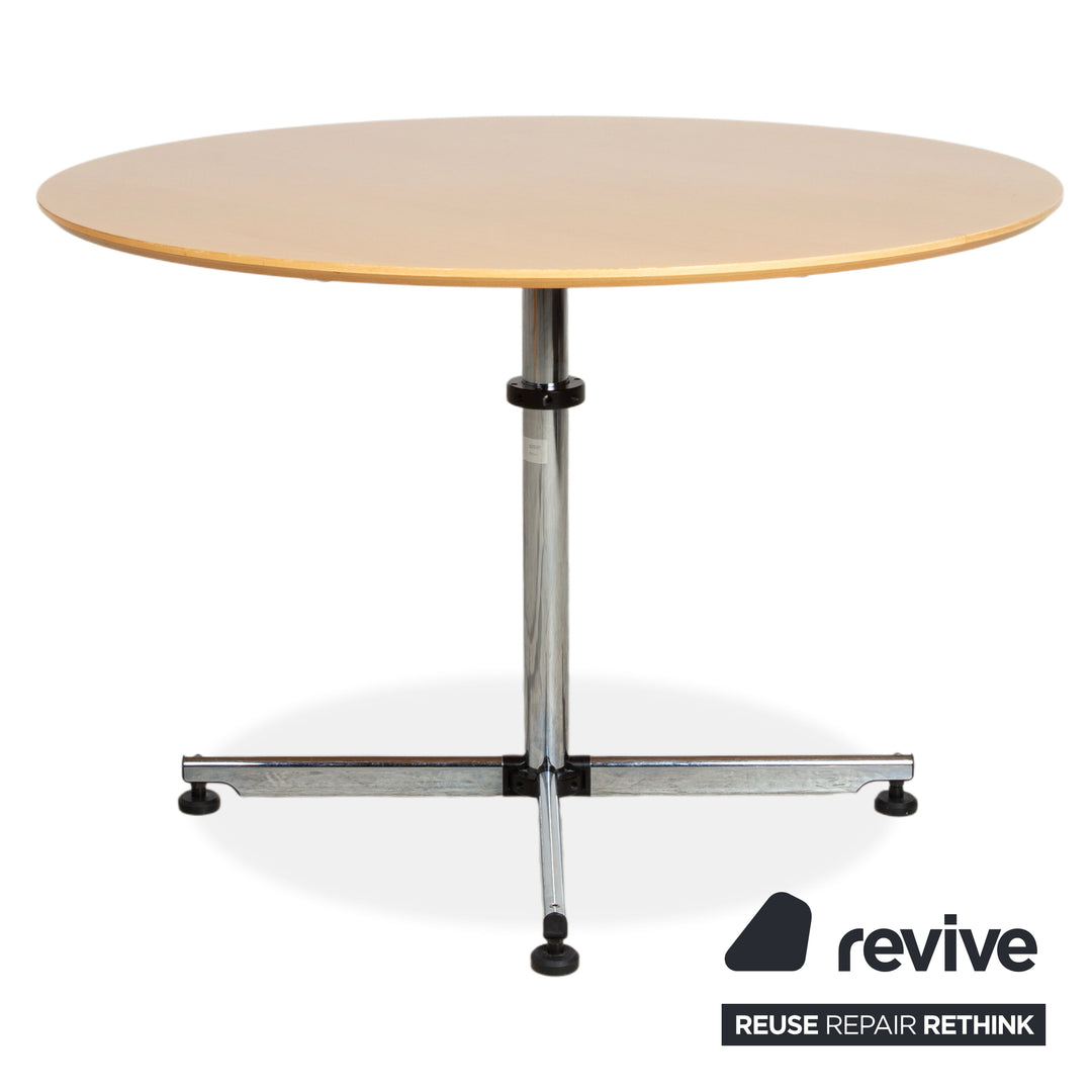 Table de salle à manger en bois USM Kitos, finition chrome marron