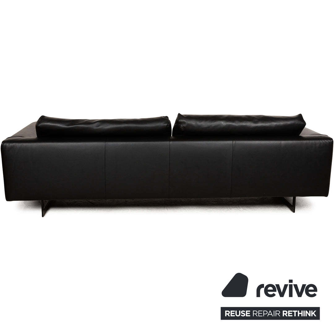 Valentini Ernest New Leder Viersitzer Schwarz Sofa Couch