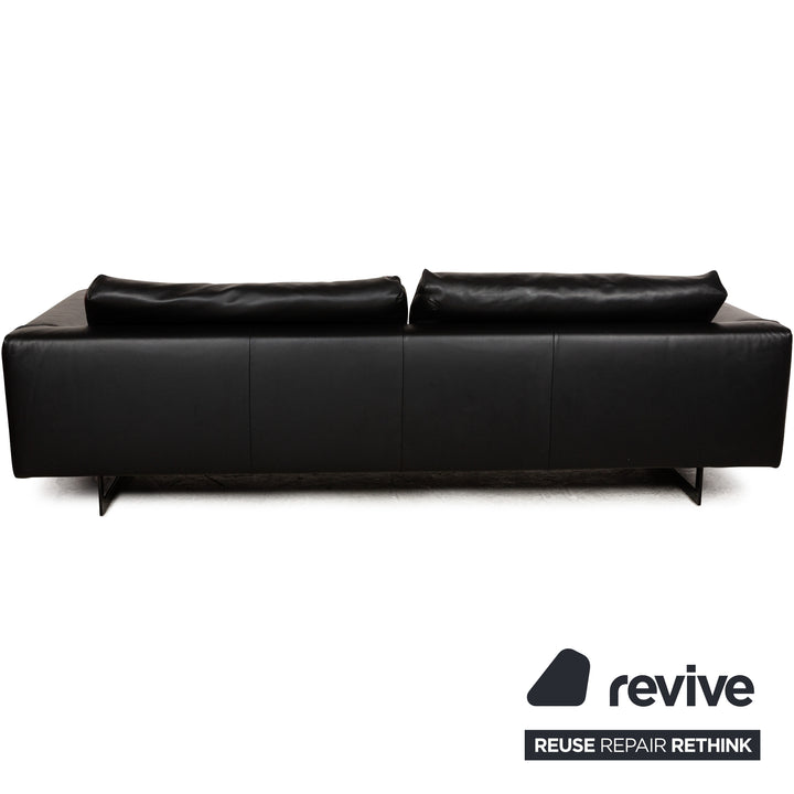 Valentini Ernest New Leder Viersitzer Schwarz Sofa Couch