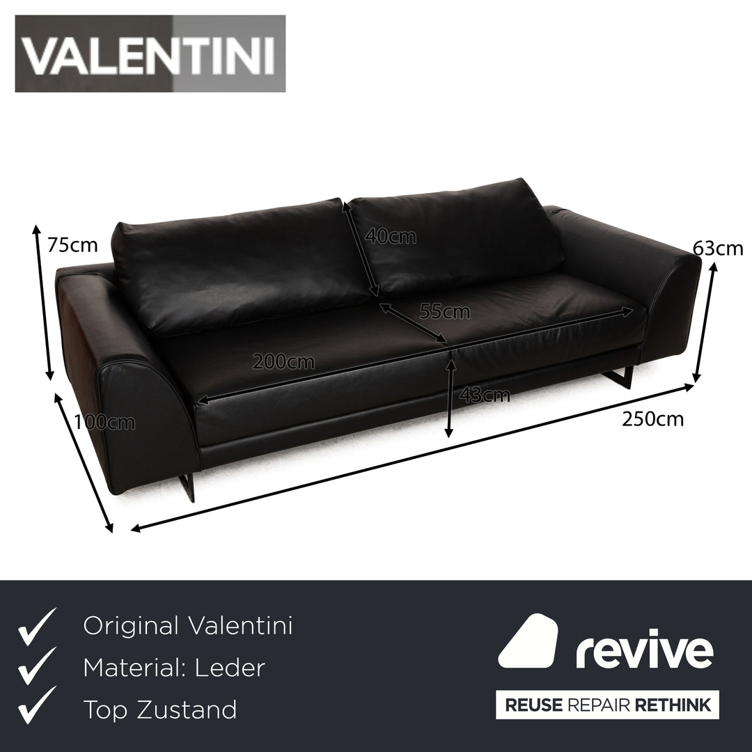 Valentini Ernest New Leder Viersitzer Schwarz Sofa Couch
