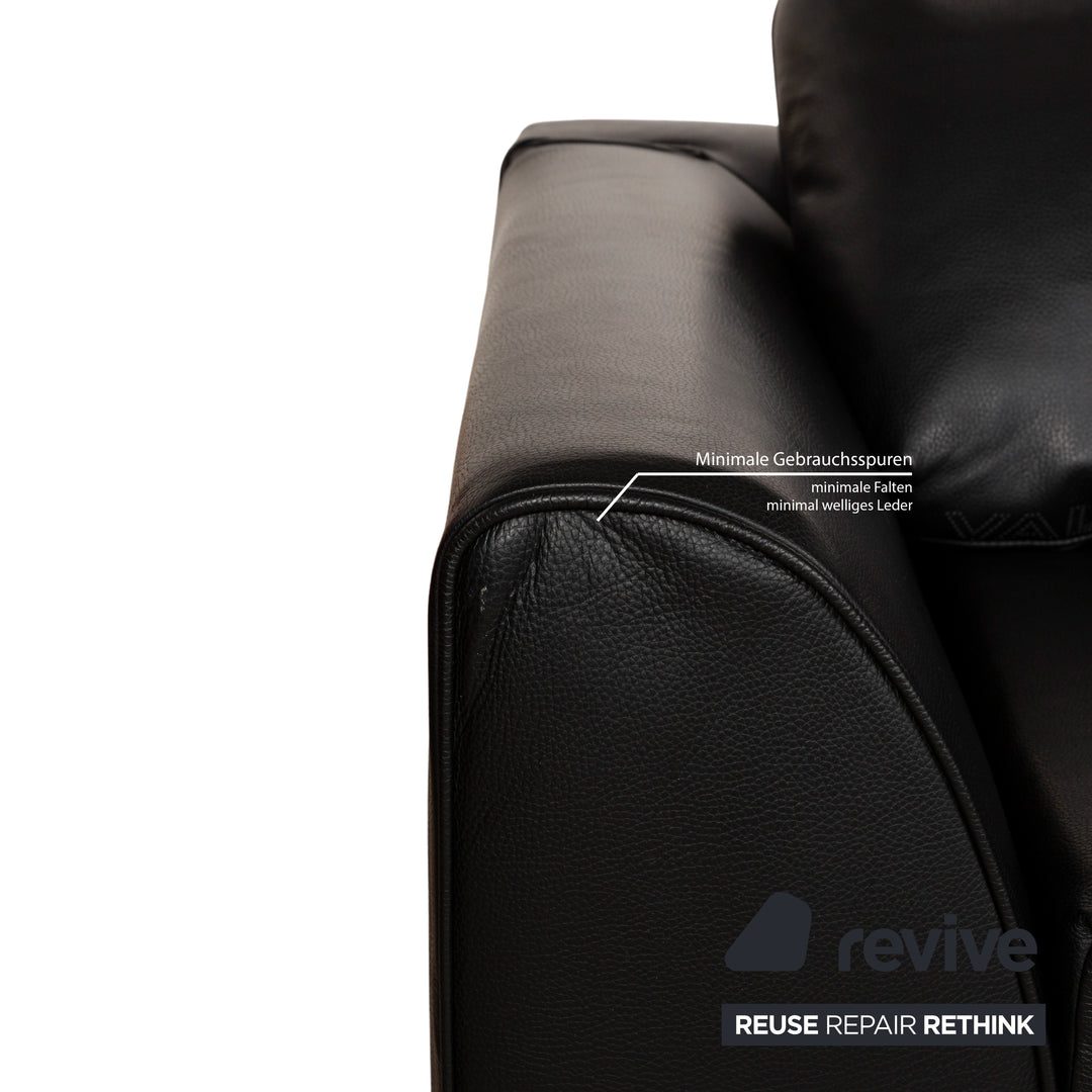 Valentini Ernest New Leder Viersitzer Schwarz Sofa Couch