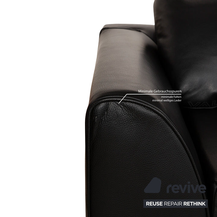 Valentini Ernest New Leder Viersitzer Schwarz Sofa Couch