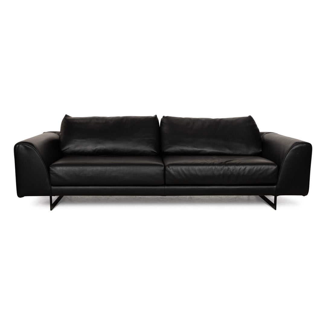 Valentini Ernest New Leder Viersitzer Schwarz Sofa Couch