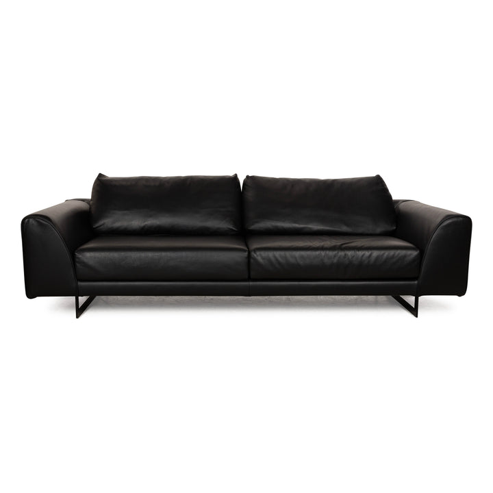 Valentini Ernest New Leder Viersitzer Schwarz Sofa Couch