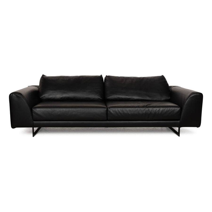Valentini Ernest New Leder Viersitzer Schwarz Sofa Couch
