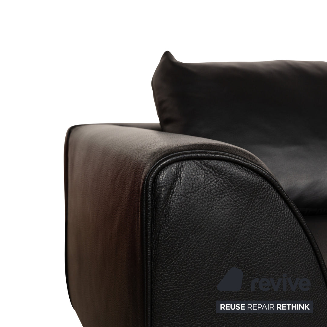 Valentini Ernest New Leder Viersitzer Schwarz Sofa Couch