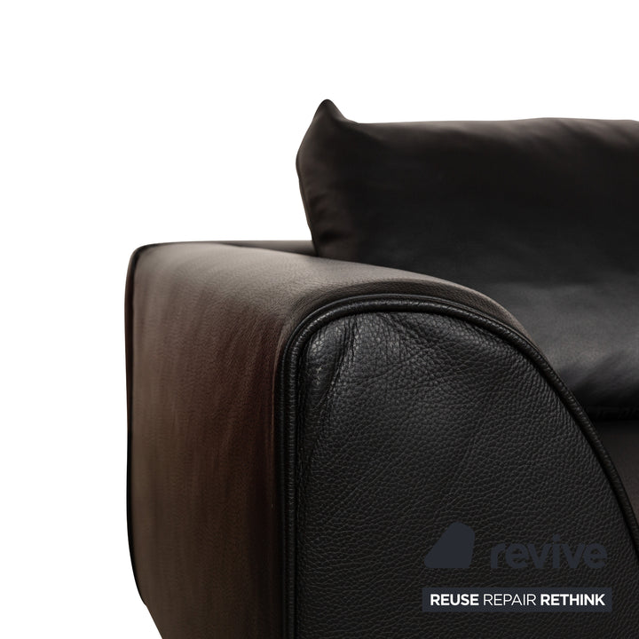 Valentini Ernest New Leder Viersitzer Schwarz Sofa Couch