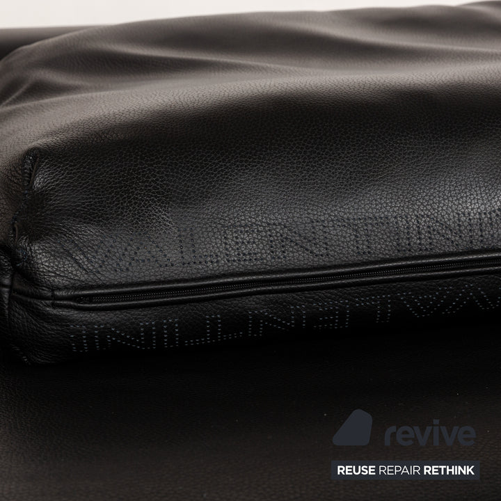 Valentini Ernest New Leder Viersitzer Schwarz Sofa Couch