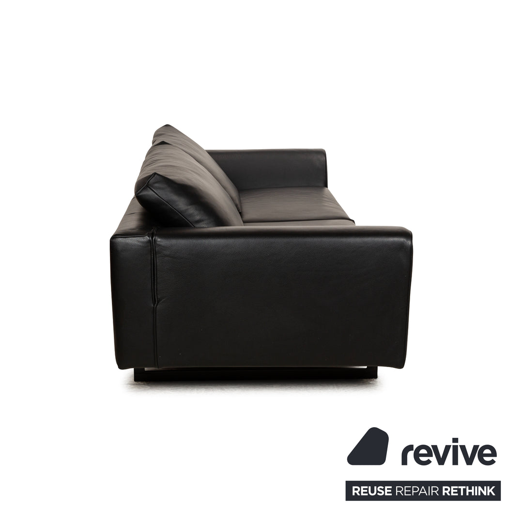 Valentini Ernest New Leder Viersitzer Schwarz Sofa Couch