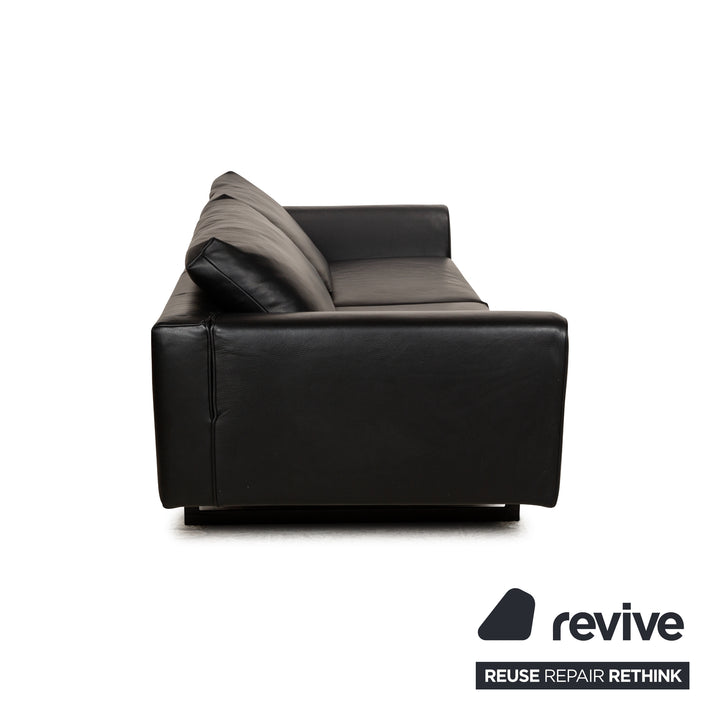 Valentini Ernest New Leder Viersitzer Schwarz Sofa Couch