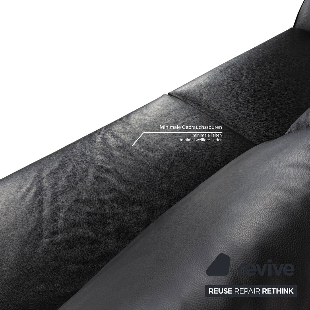 Valentini Ernest New Leder Viersitzer Schwarz Sofa Couch