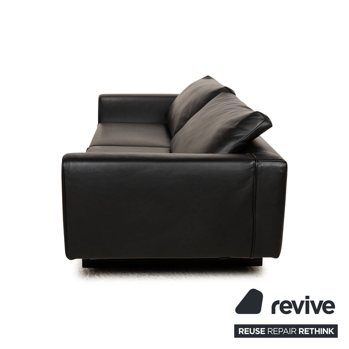 Valentini Ernest New Leder Viersitzer Schwarz Sofa Couch