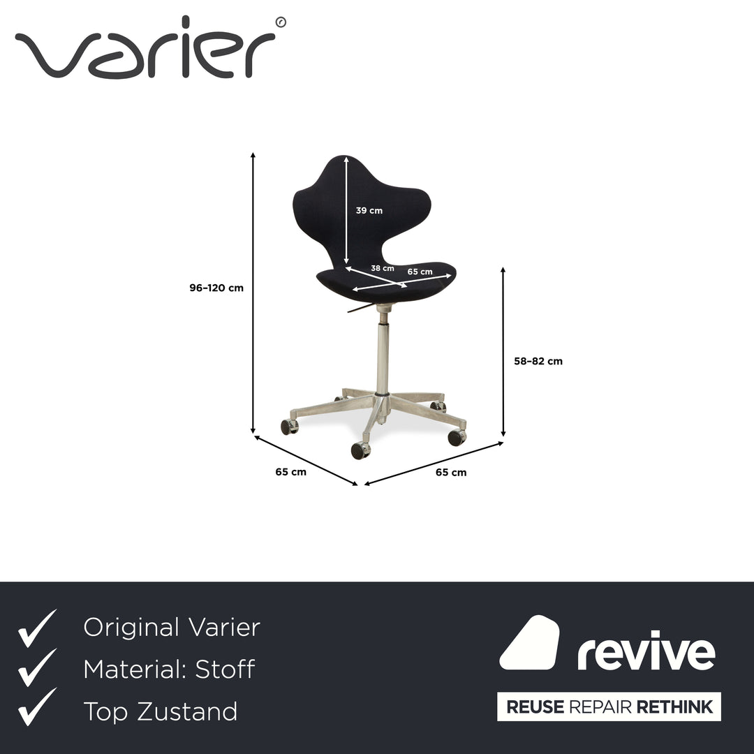 Varier Active Office Chair Fabric Chair Dark Blue High Chrome FAME manual function